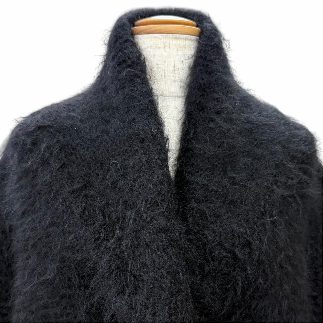 Excellent HERMES Jacket Gaultier era mohair knit jacket/blouson black mohair