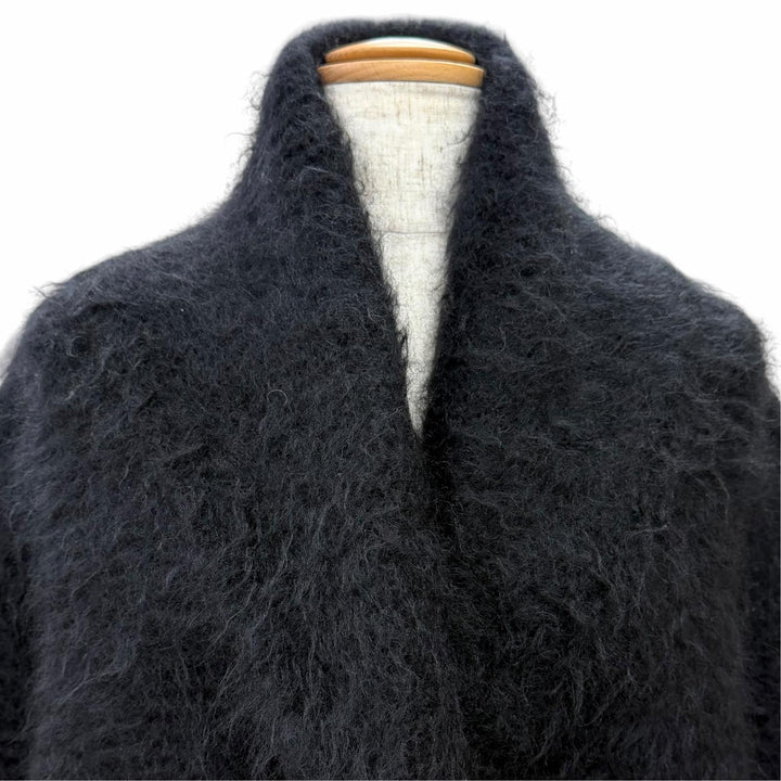 Excellent HERMES Jacket Gaultier era mohair knit jacket/blouson black mohair