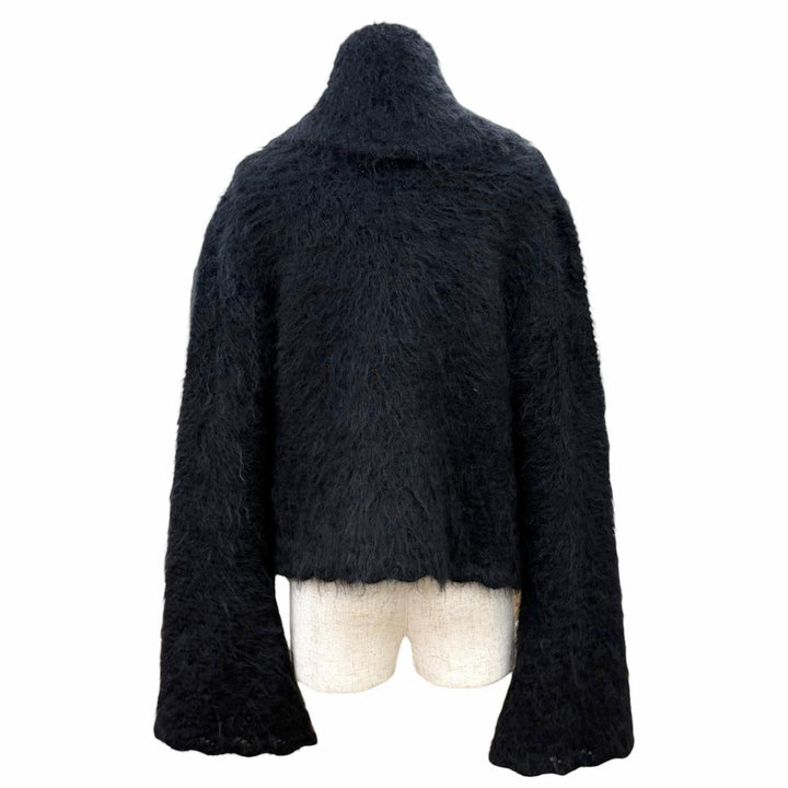 Excellent HERMES Jacket Gaultier era mohair knit jacket/blouson black mohair