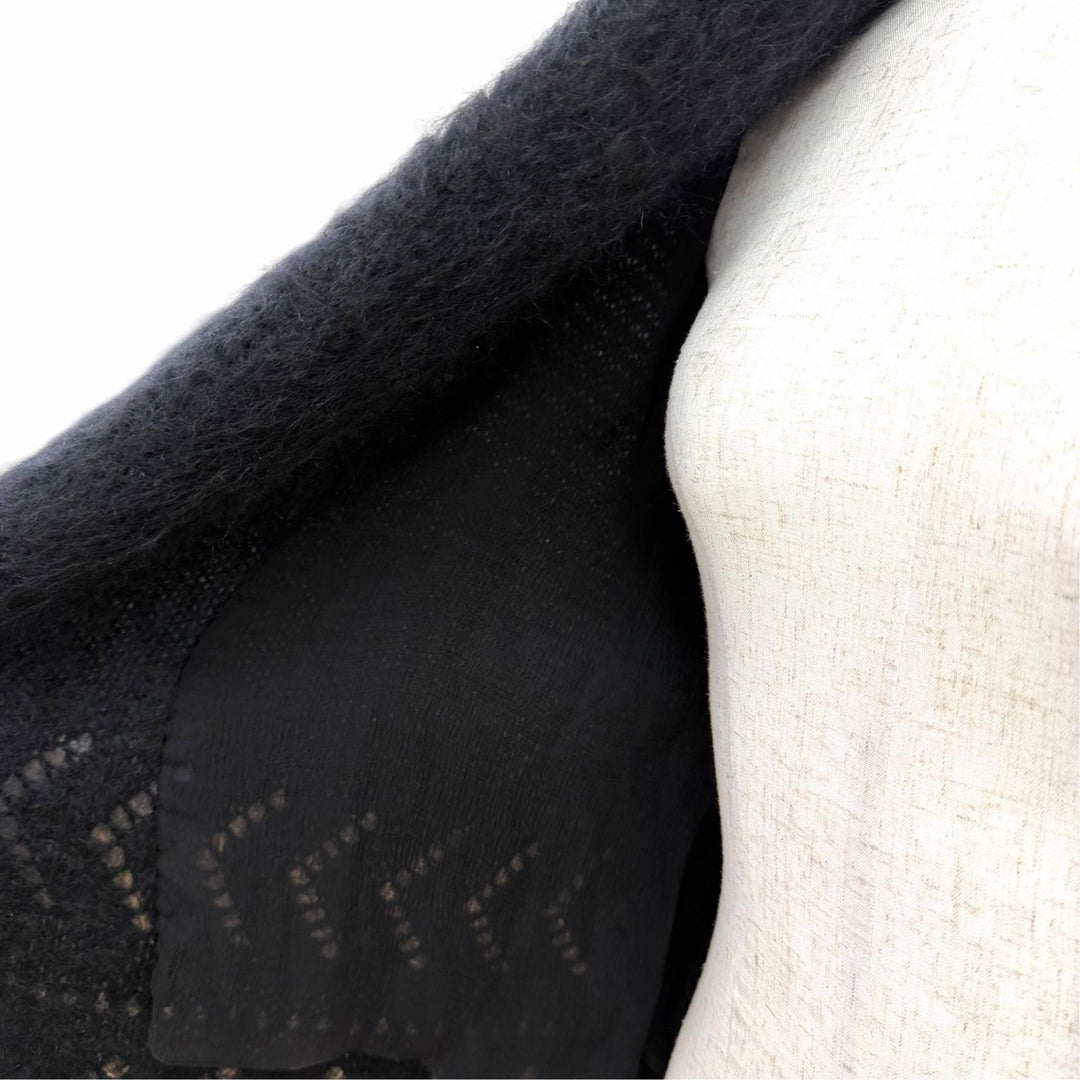 Excellent HERMES Jacket Gaultier era mohair knit jacket/blouson black mohair