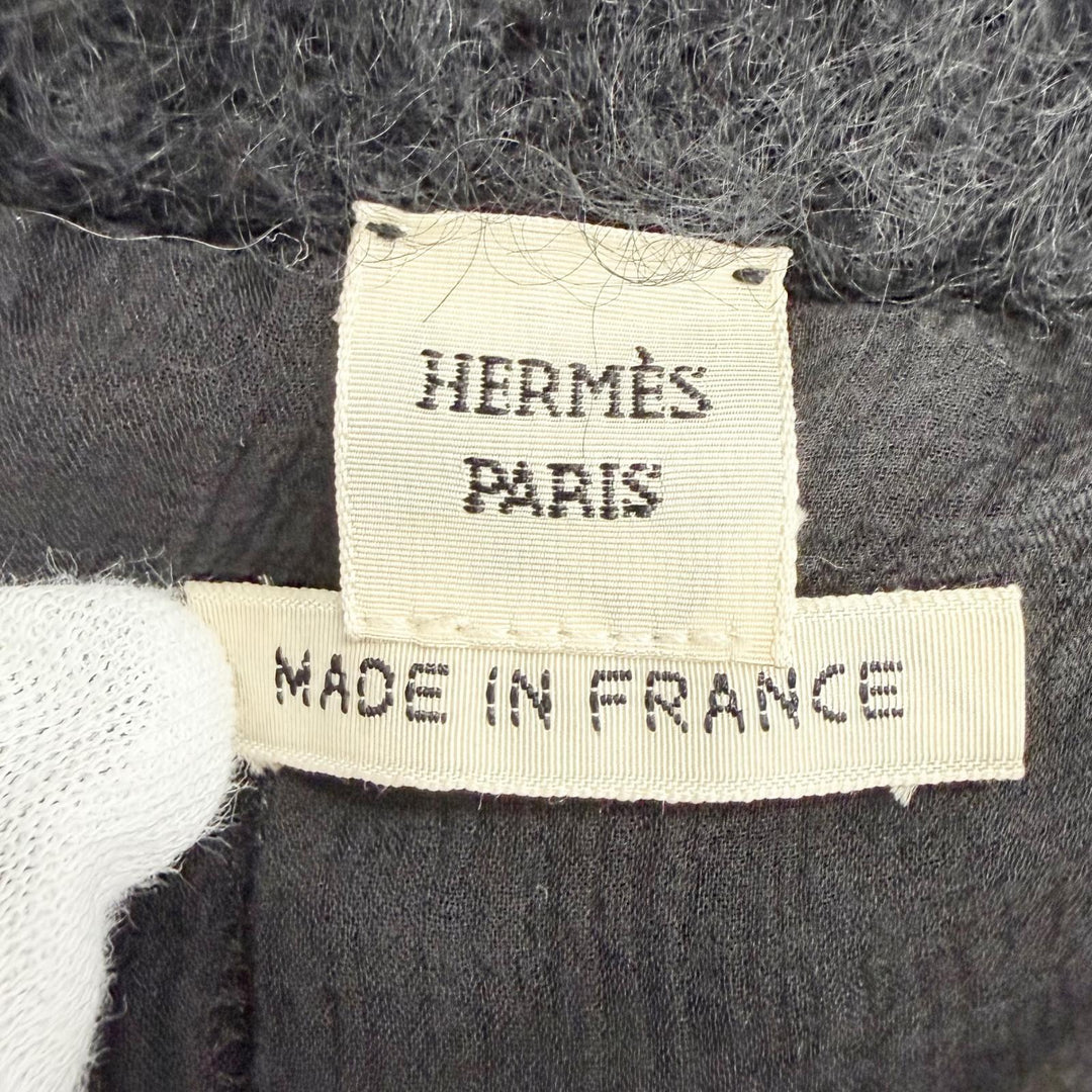 Excellent HERMES Jacket Gaultier era mohair knit jacket/blouson black mohair