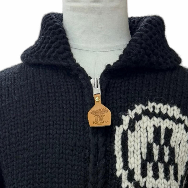 Excellent MONCLER GENIUS KANATA Jacket Cowichan zip-up knit black wool mens 38