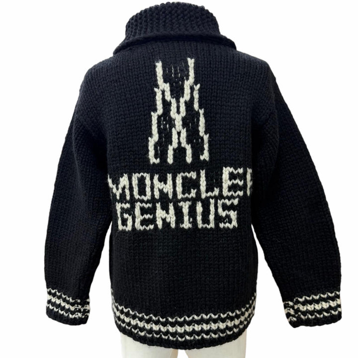Excellent MONCLER GENIUS KANATA Jacket Cowichan zip-up knit black wool mens 38