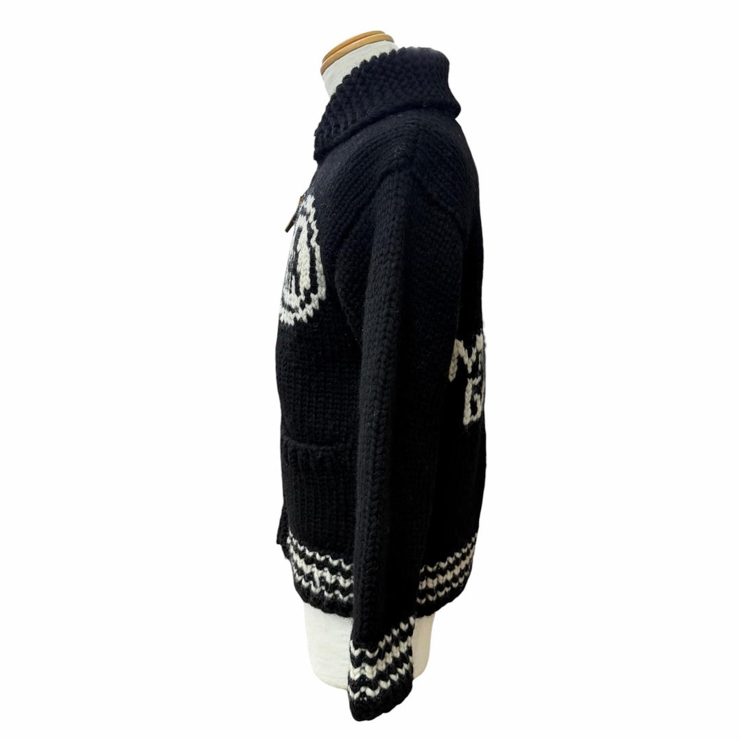 Excellent MONCLER GENIUS KANATA Jacket Cowichan zip-up knit black wool mens 38