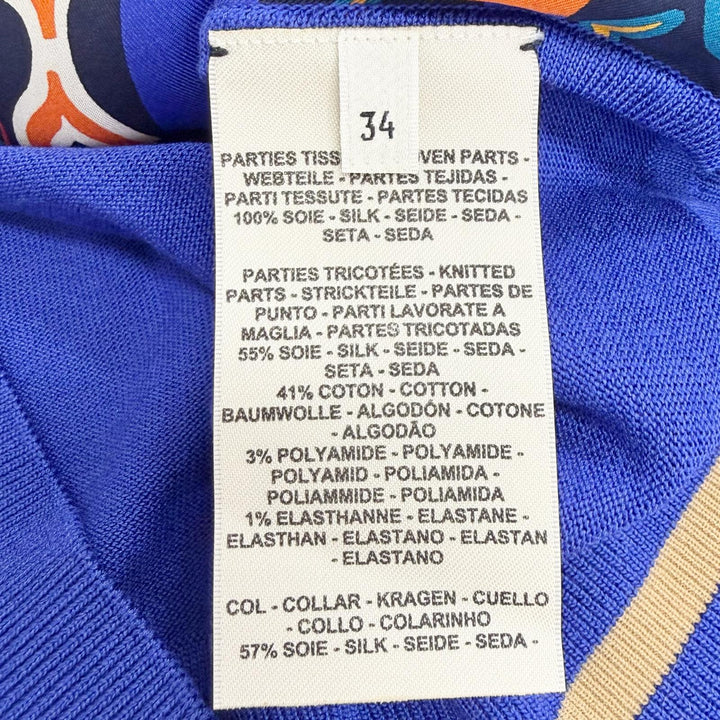 Pristine HERMES Fantasy Detrier Twillaine Knit Top multicolor silk 34 3E2823DQ