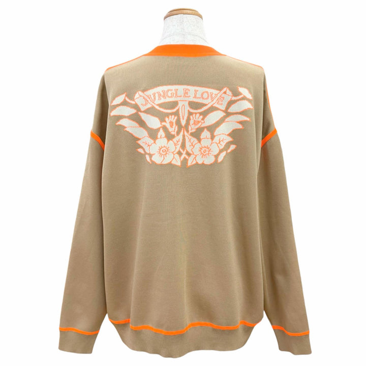 Pristine HERMES Jungle Love Twill Laine Long Sleeve Knit Brown silk 38 2H2820DR