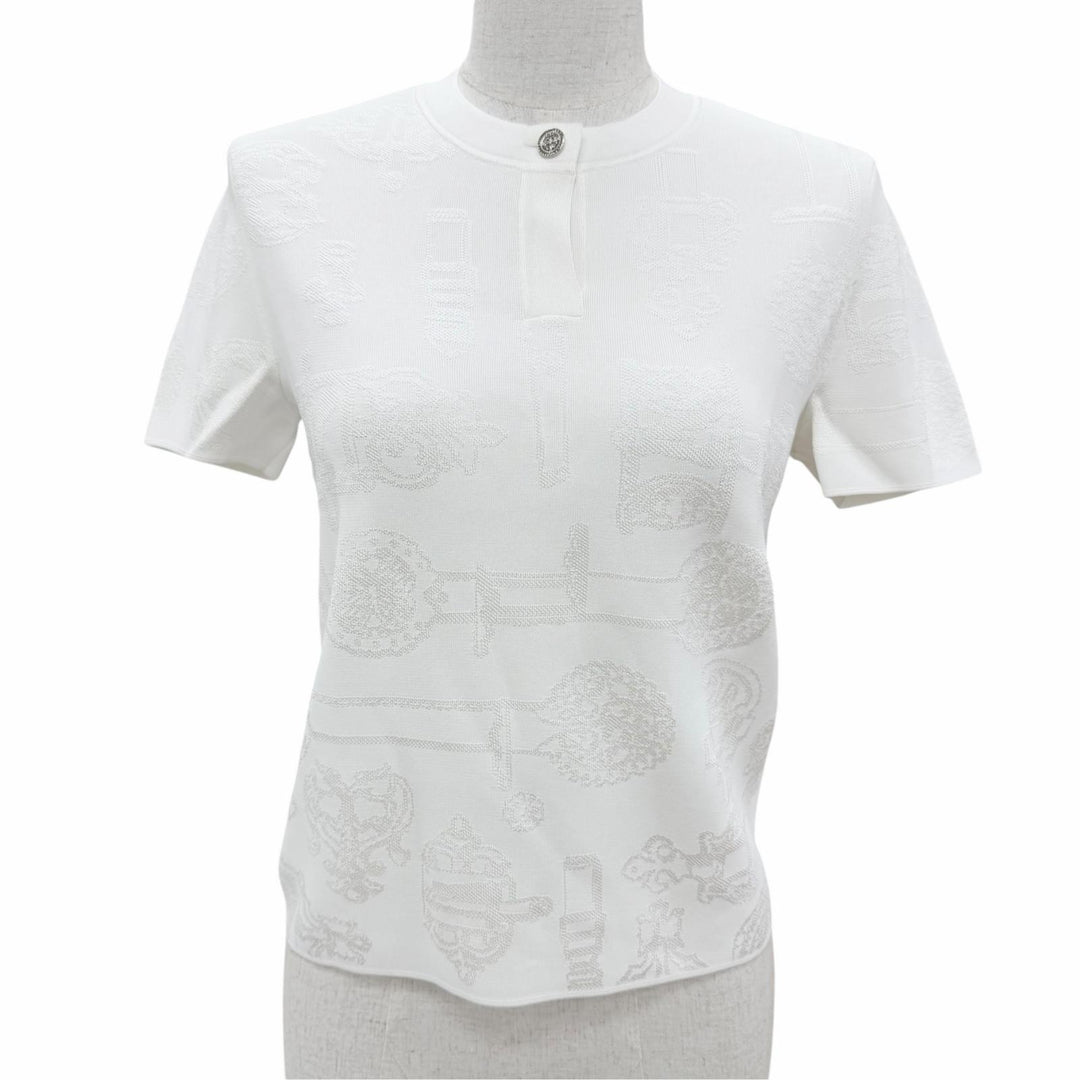 Excellent HERMES Short-sleeved knit with a pheromone motif. 34 6E2641D8