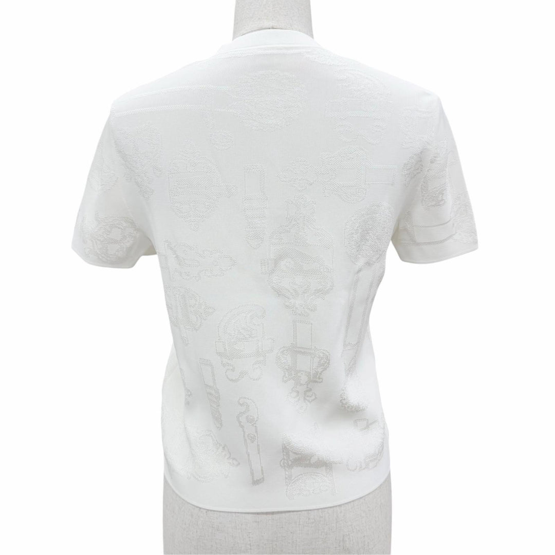 Excellent HERMES Short-sleeved knit with a pheromone motif. 34 6E2641D8