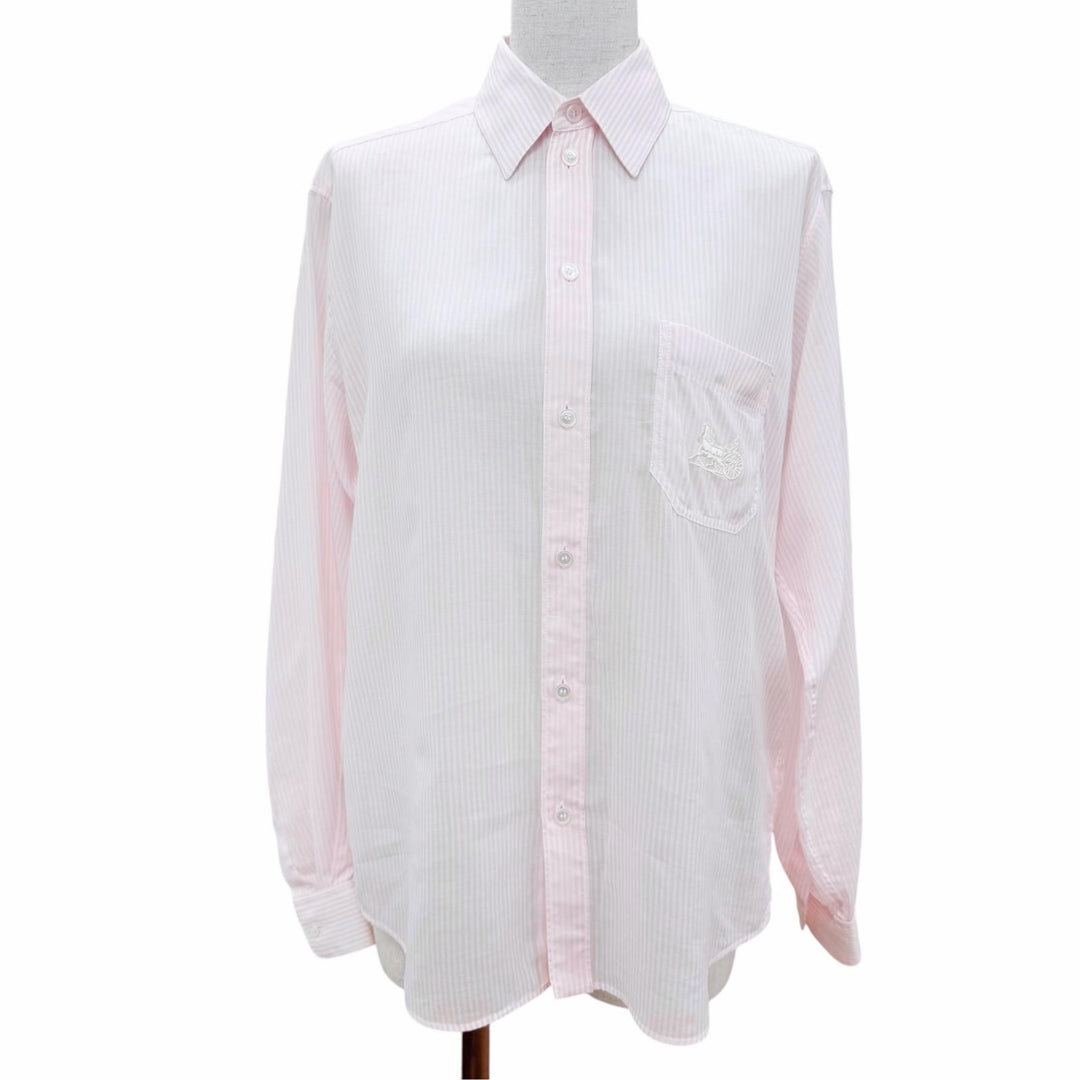 Pristine CELINE Long sleeve shirt Sulky embroidery stripes pink IT 36 2C523398F