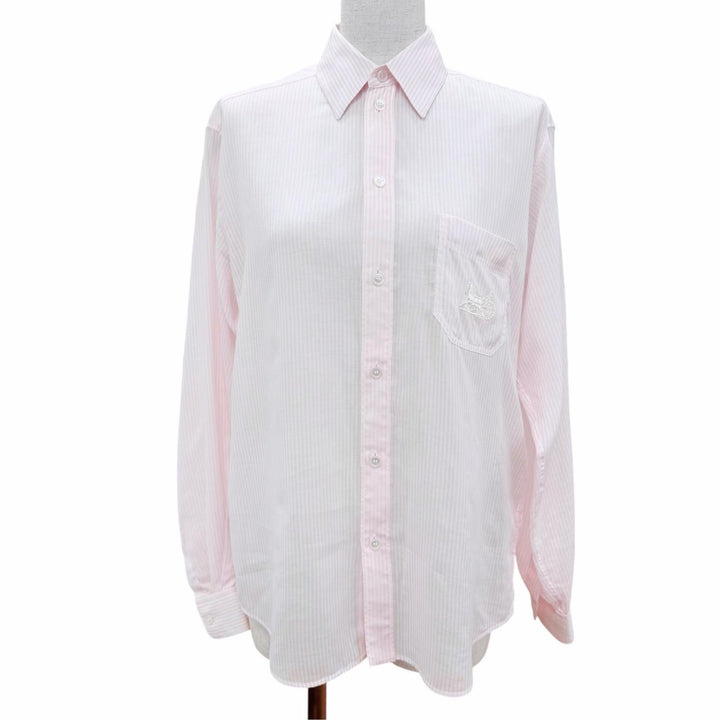 Pristine CELINE Long sleeve shirt Sulky embroidery stripes pink IT 36 2C523398F