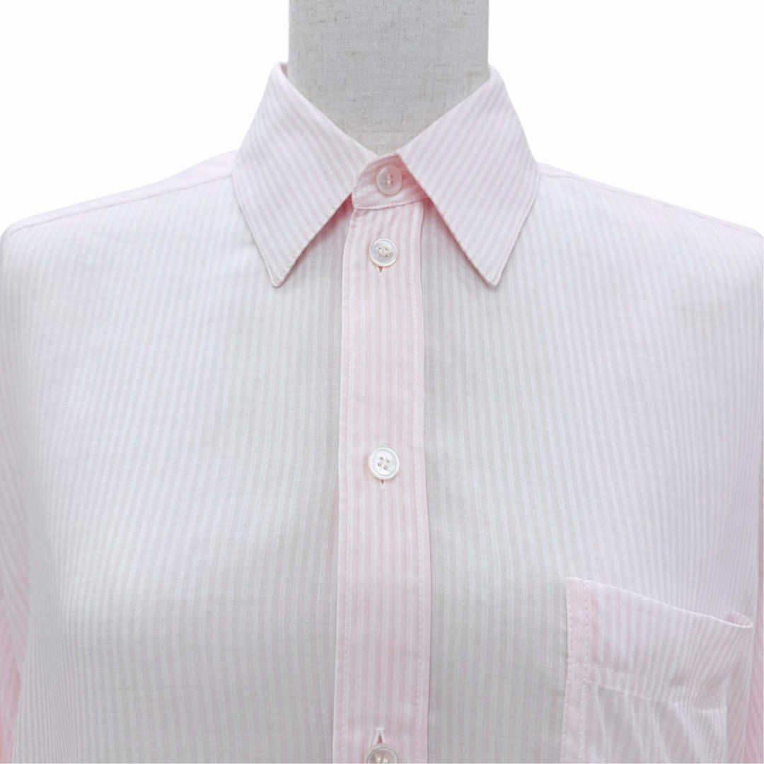 Pristine CELINE Long sleeve shirt Sulky embroidery stripes pink IT 36 2C523398F