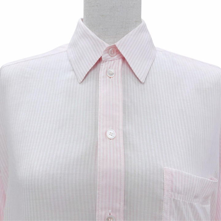 Pristine CELINE Long sleeve shirt Sulky embroidery stripes pink IT 36 2C523398F
