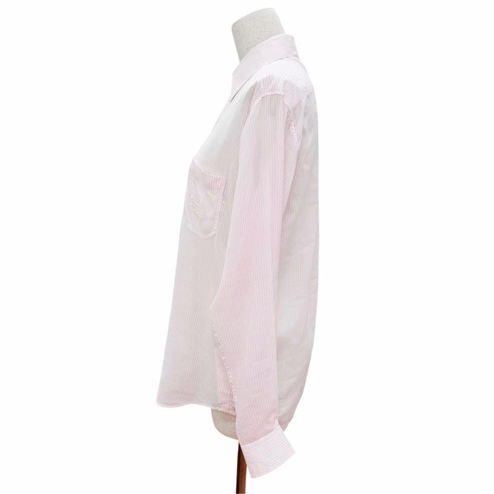 Pristine CELINE Long sleeve shirt Sulky embroidery stripes pink IT 36 2C523398F