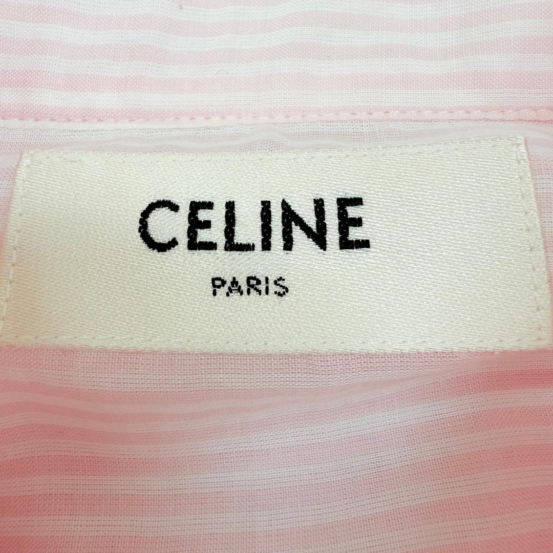 Pristine CELINE Long sleeve shirt Sulky embroidery stripes pink IT 36 2C523398F