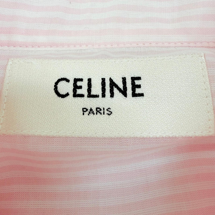 Pristine CELINE Long sleeve shirt Sulky embroidery stripes pink IT 36 2C523398F