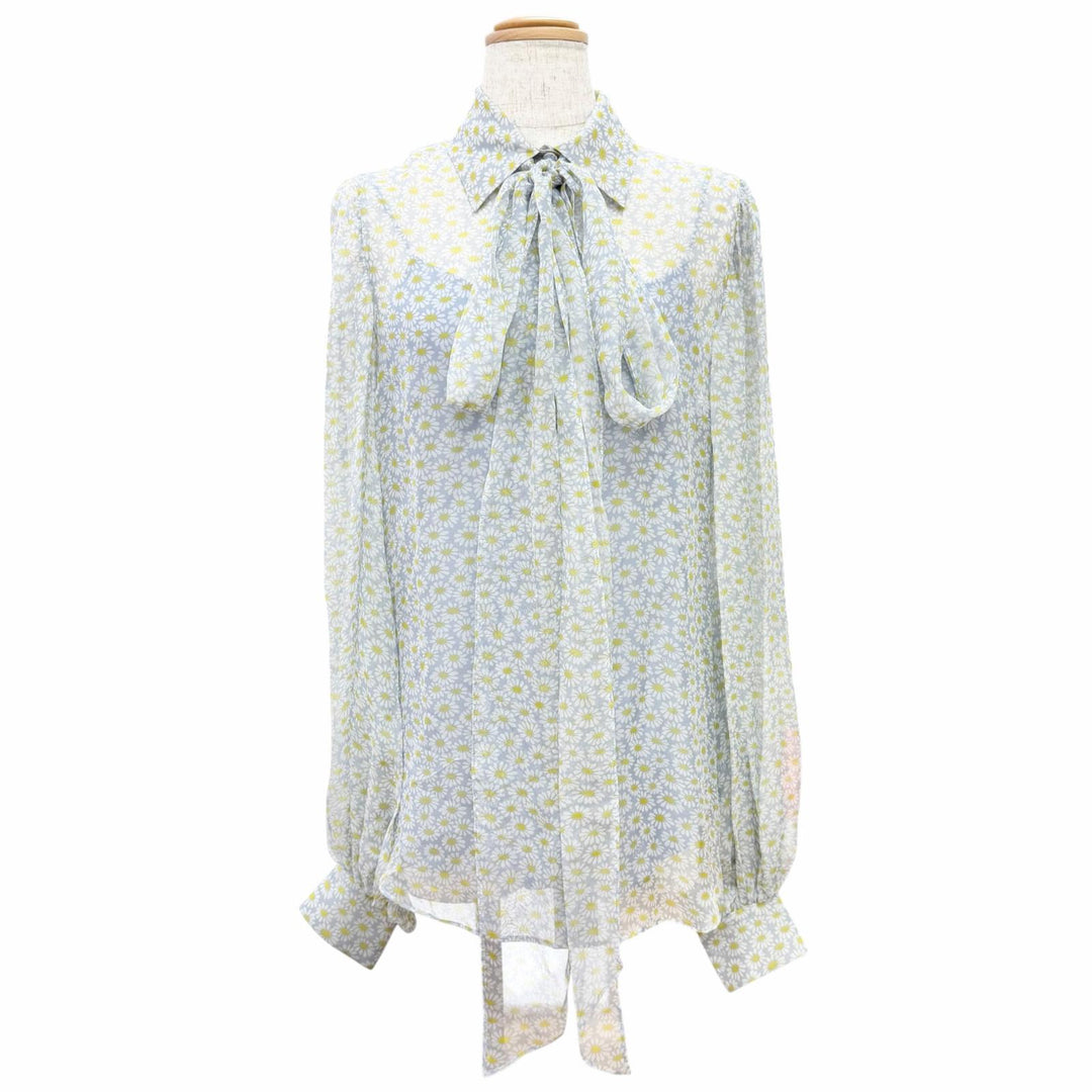 Pristine GUCCI blouse Floral print, long-sleeved, bow tie. silk IT 38 812225