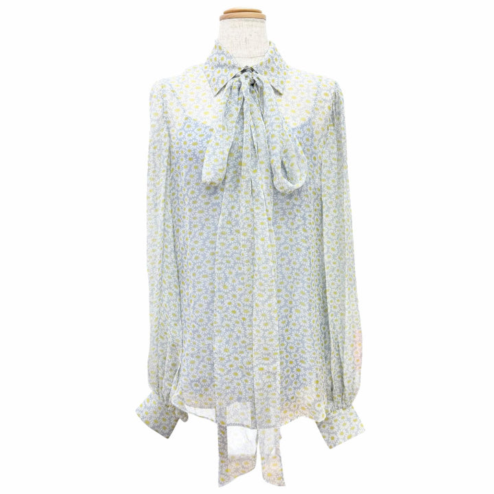 Pristine GUCCI blouse Floral print, long-sleeved, bow tie. silk IT 38 812225