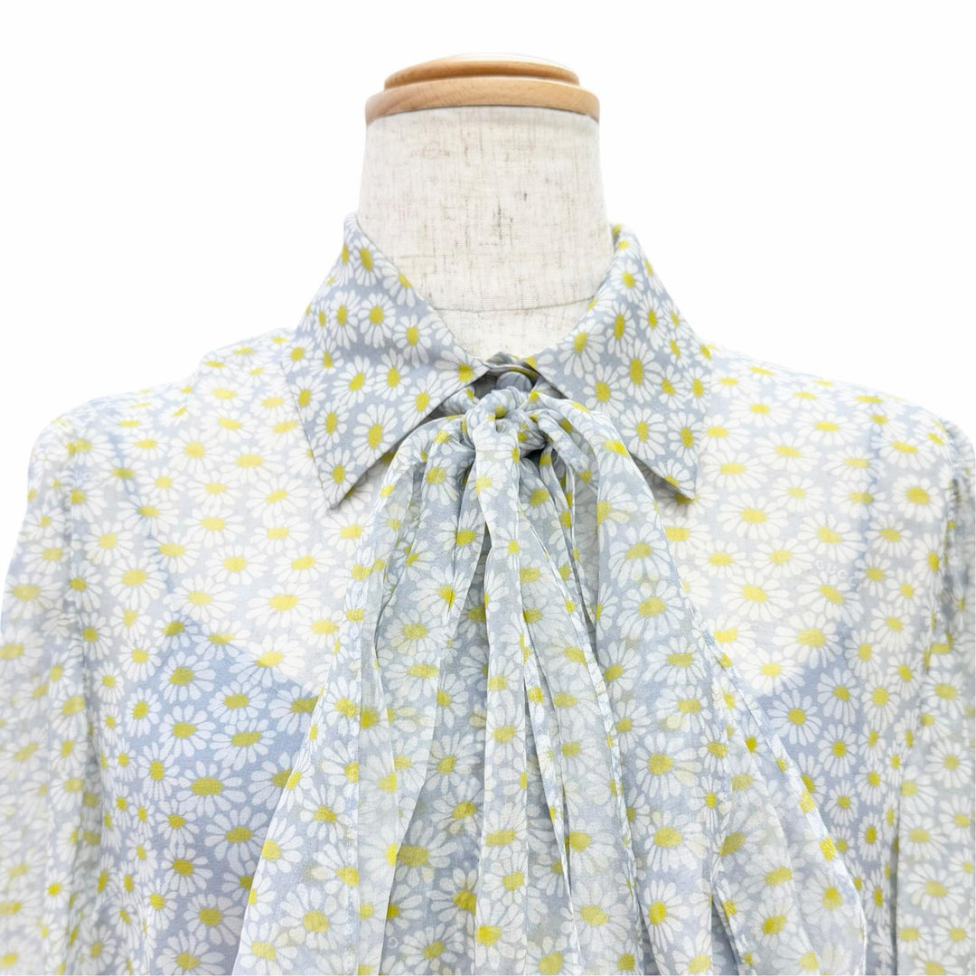 Pristine GUCCI blouse Floral print, long-sleeved, bow tie. silk IT 38 812225