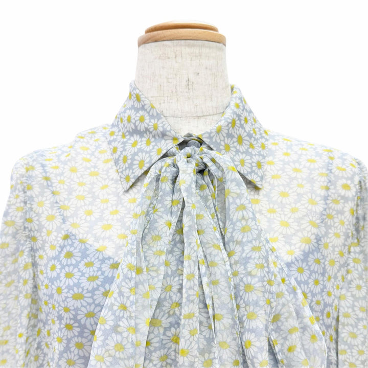 Pristine GUCCI blouse Floral print, long-sleeved, bow tie. silk IT 38 812225