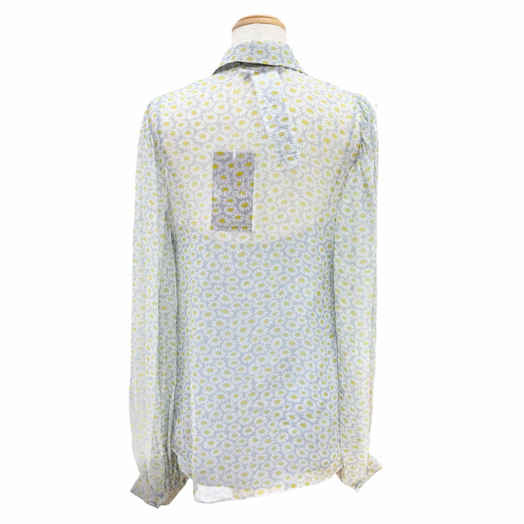 Pristine GUCCI blouse Floral print, long-sleeved, bow tie. silk IT 38 812225