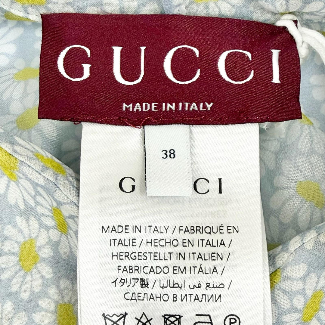 Pristine GUCCI blouse Floral print, long-sleeved, bow tie. silk IT 38 812225