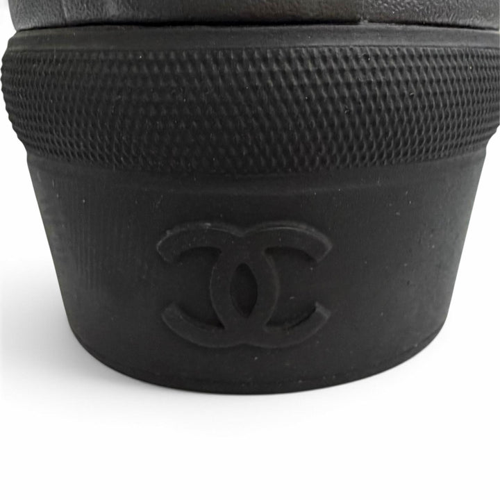 Great CHANEL short boots COCO Mark Side Logo Rain Boots black rubber 37 G34881