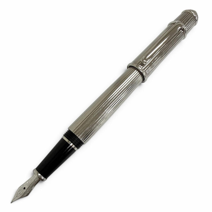 Excellent Cartier fountain pen Striped Pattern Silver 18K mens