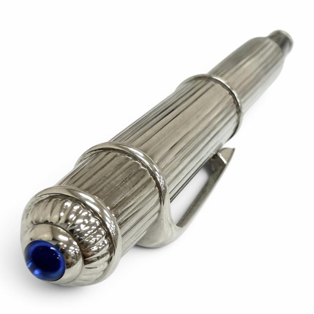 Excellent Cartier fountain pen Striped Pattern Silver 18K mens