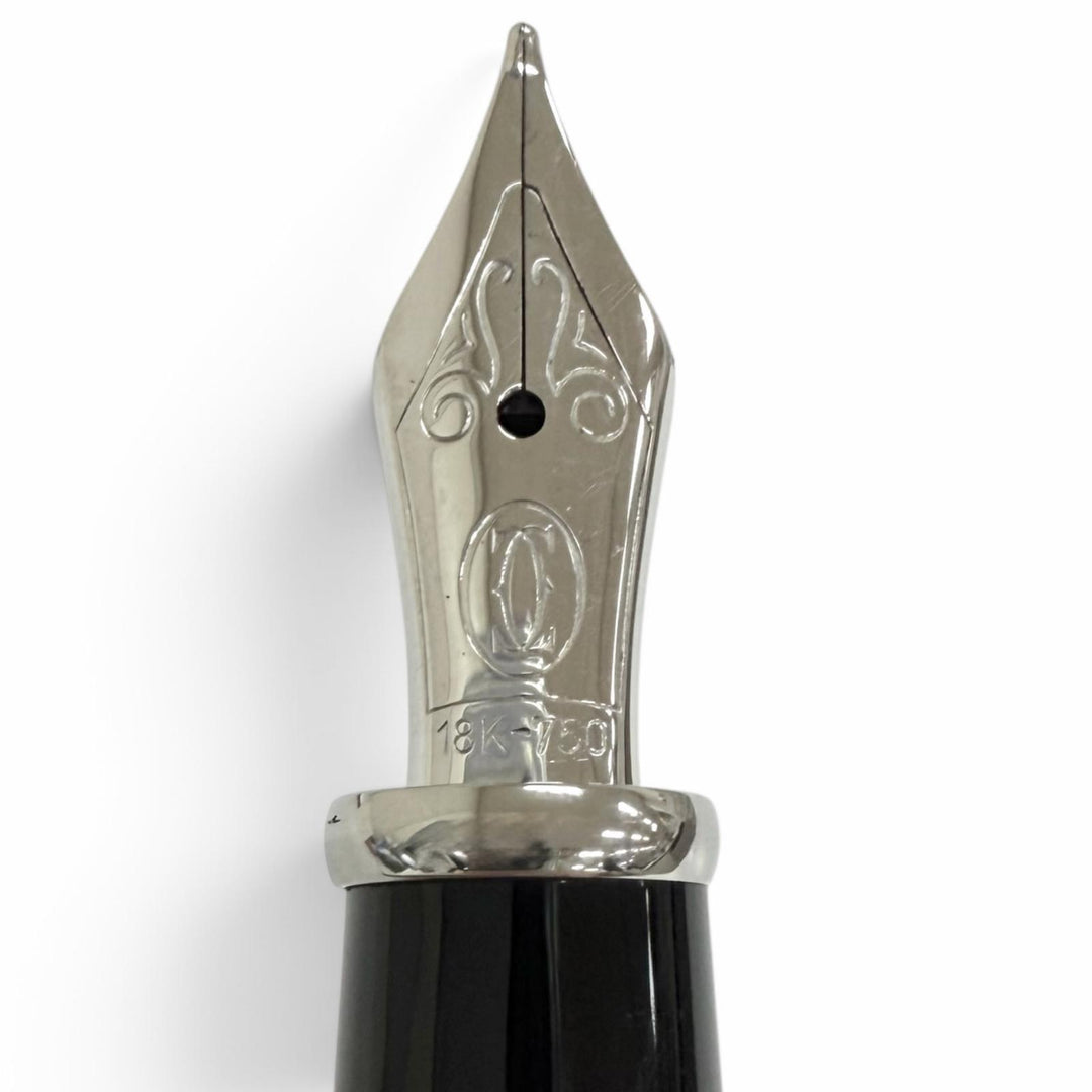 Excellent Cartier fountain pen Striped Pattern Silver 18K mens