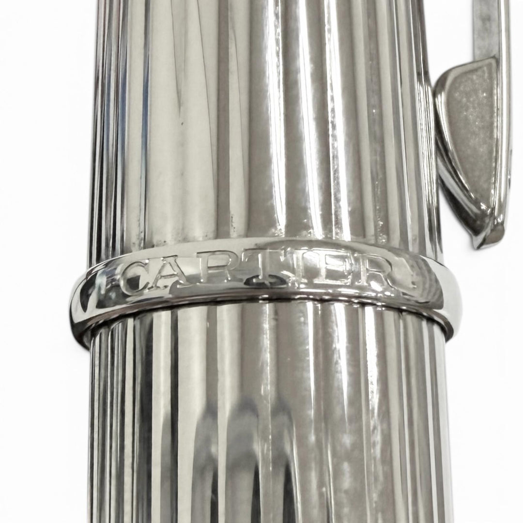 Excellent Cartier fountain pen Striped Pattern Silver 18K mens