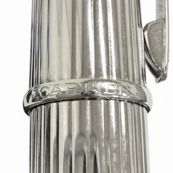 Excellent Cartier fountain pen Striped Pattern Silver 18K mens