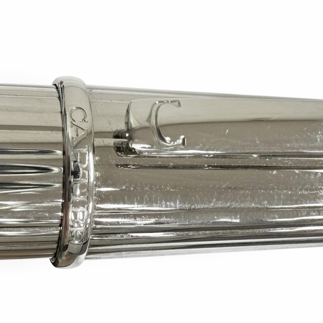 Excellent Cartier fountain pen Striped Pattern Silver 18K mens
