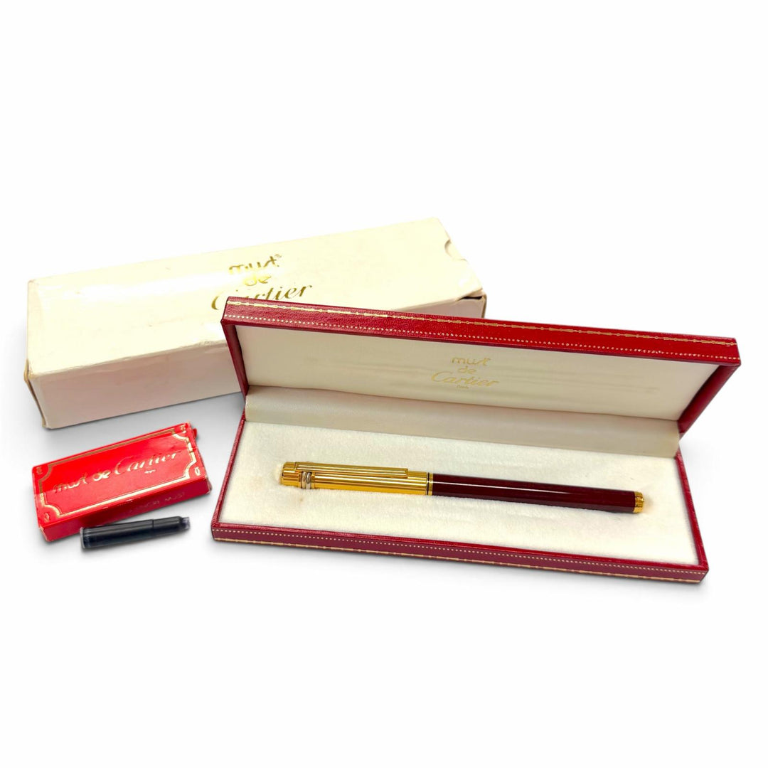Excellent Cartier fountain pen Trinity Marble Pattern Bordeaux 18K mens