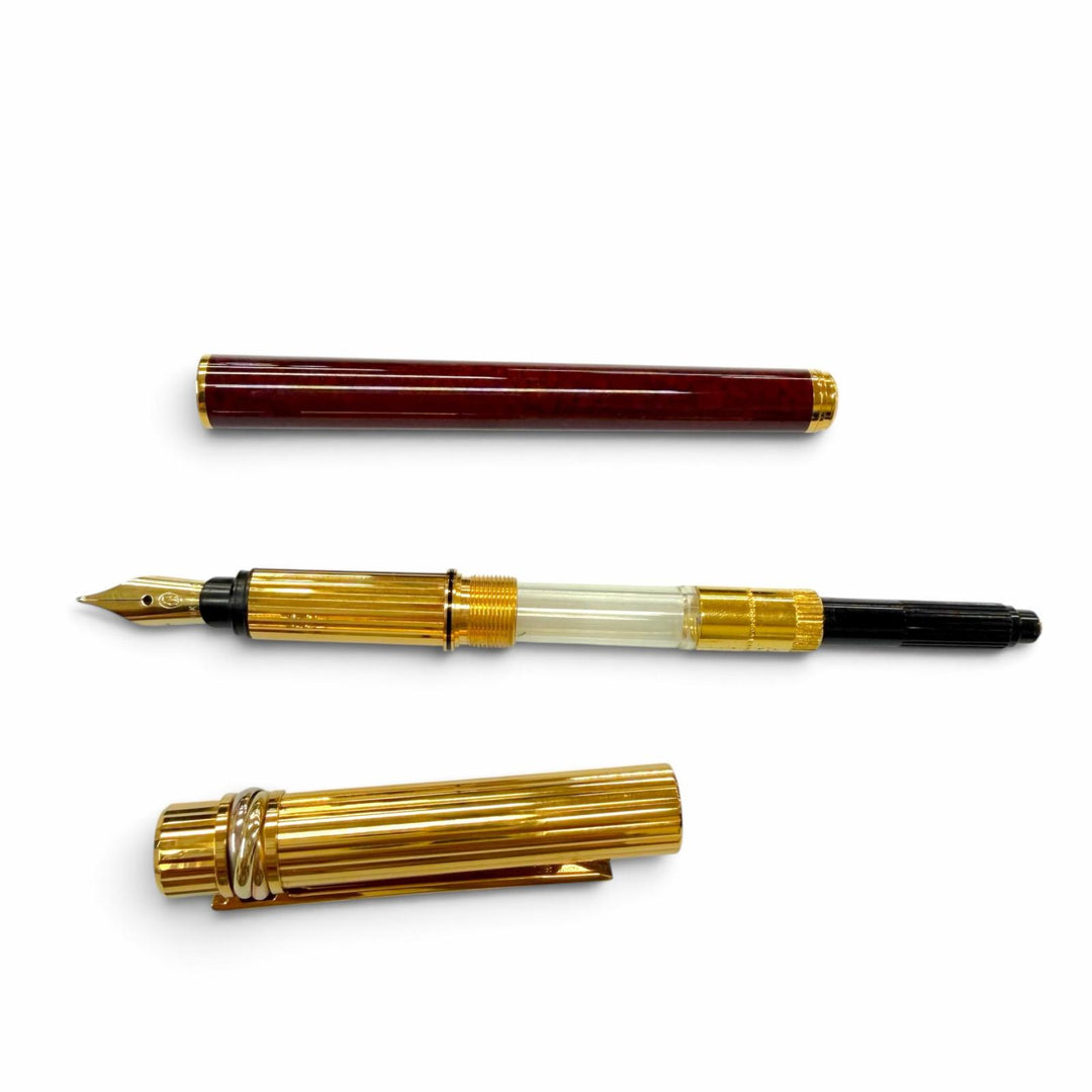 Excellent Cartier fountain pen Trinity Marble Pattern Bordeaux 18K mens