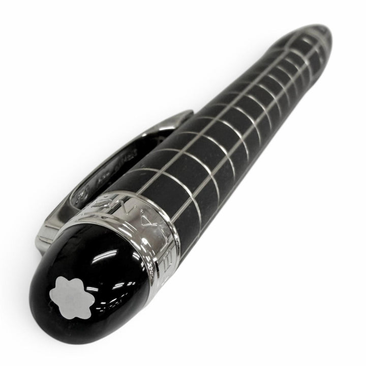 Great MONTBLANC Ballpoint pen Windowpane Twist Type Silver Metal Rubber