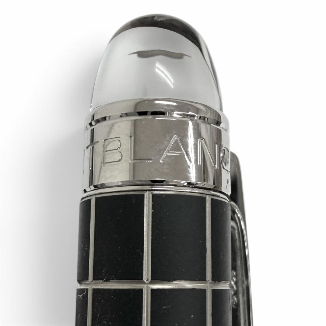 Great MONTBLANC Ballpoint pen Windowpane Twist Type Silver Metal Rubber
