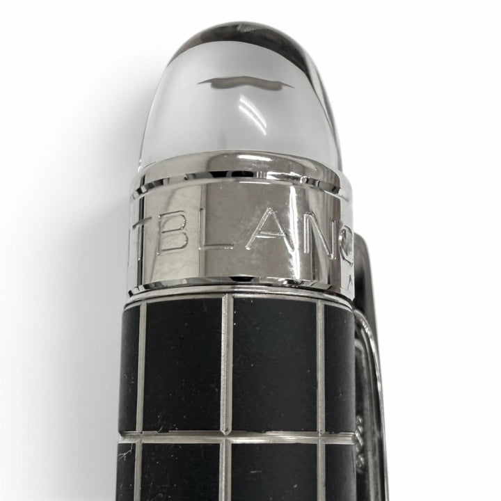 Great MONTBLANC Ballpoint pen Windowpane Twist Type Silver Metal Rubber