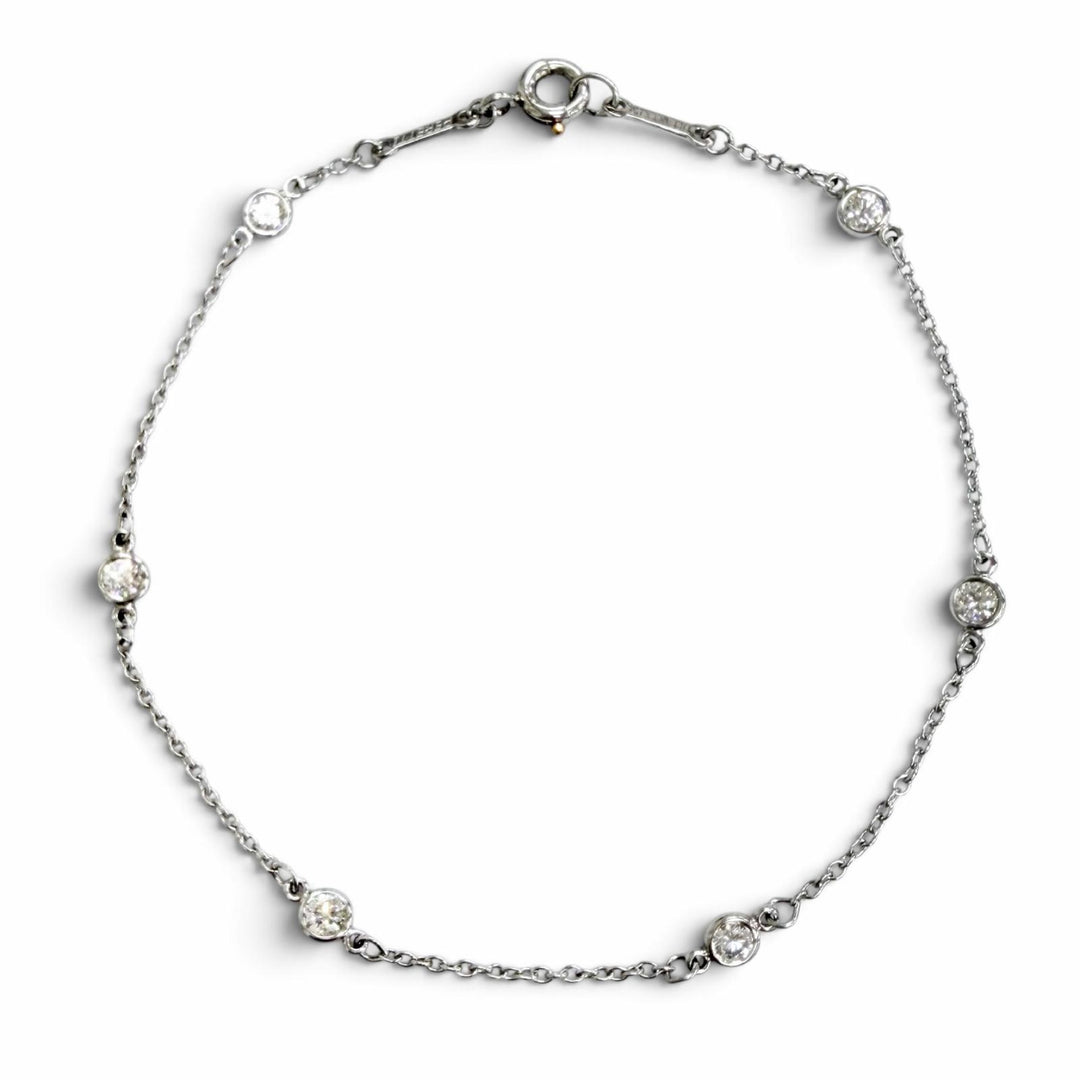 Great TIFFANY&Co. bracelet Visor yard bracelet 6P diamond Platinum PT950 67721