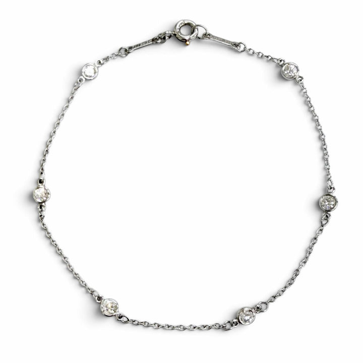 Great TIFFANY&Co. bracelet Visor yard bracelet 6P diamond Platinum PT950 67721