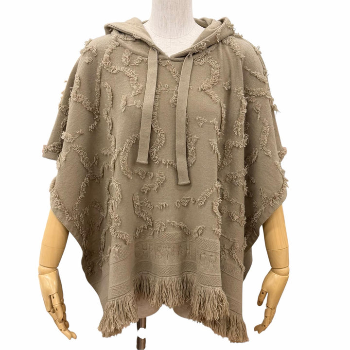 Excellent Christian Dior poncho Logo embroidery hoodie cashmere XS 014C10AM034
