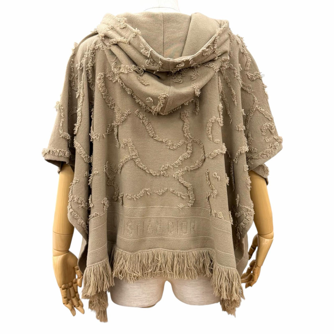 Excellent Christian Dior poncho Logo embroidery hoodie cashmere XS 014C10AM034