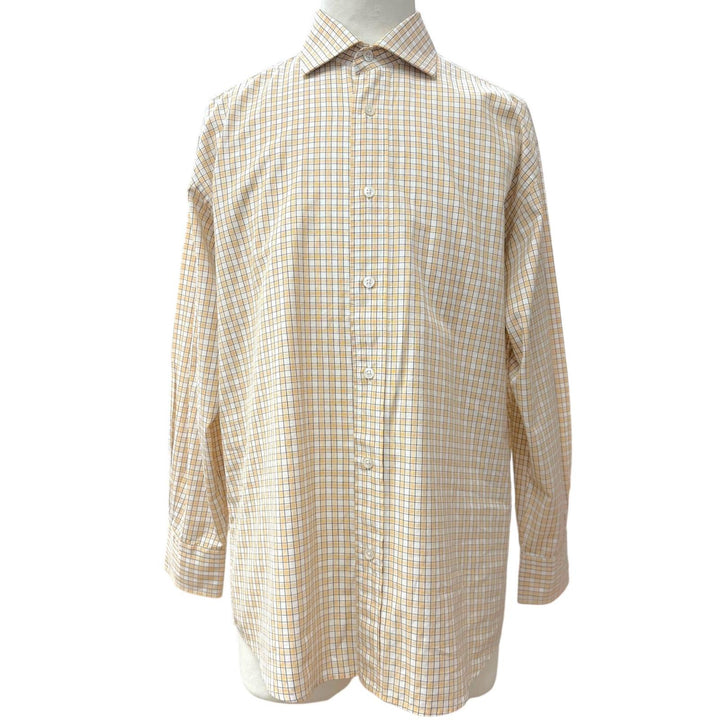Great HERMES Long sleeve shirt Check Pattern Long Sleeve with Sleeve Buttons 42