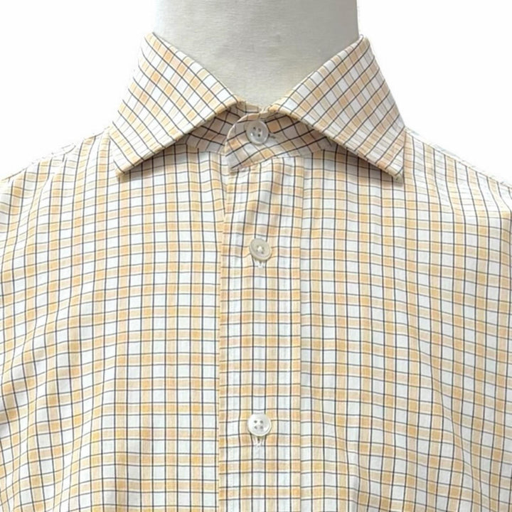Great HERMES Long sleeve shirt Check Pattern Long Sleeve with Sleeve Buttons 42