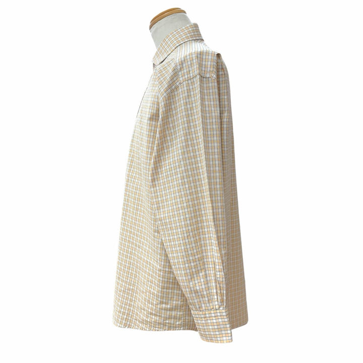 Great HERMES Long sleeve shirt Check Pattern Long Sleeve with Sleeve Buttons 42