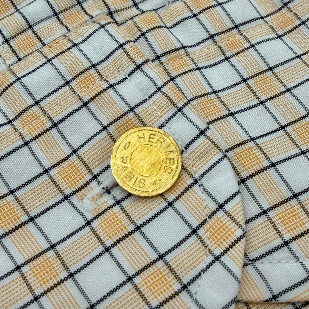 Great HERMES Long sleeve shirt Check Pattern Long Sleeve with Sleeve Buttons 42
