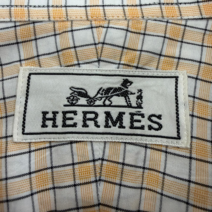 Great HERMES Long sleeve shirt Check Pattern Long Sleeve with Sleeve Buttons 42