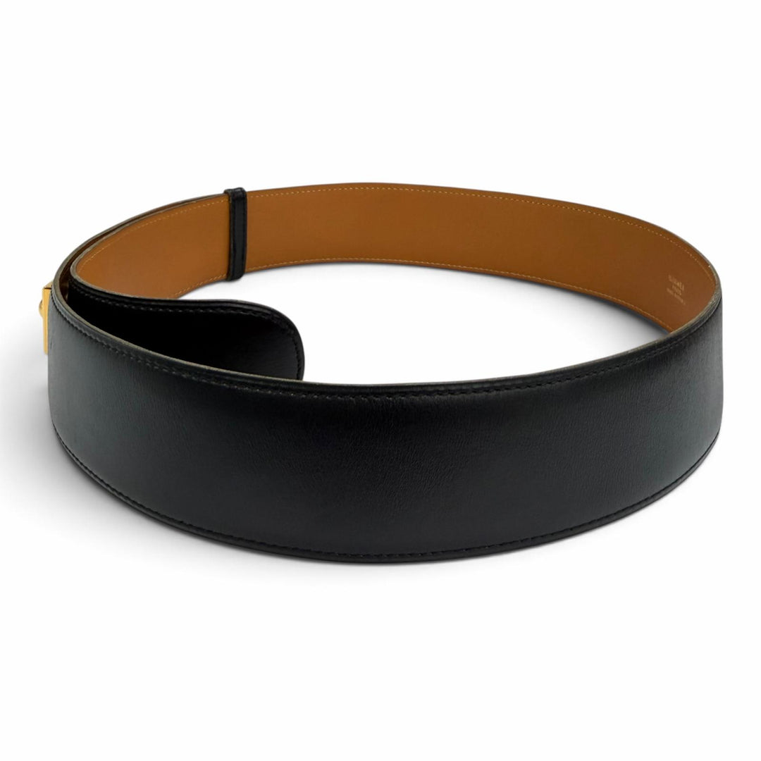 Excellent HERMES belt buckle black leather Women