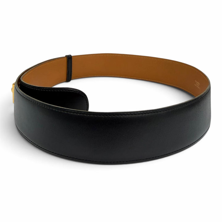 Excellent HERMES belt buckle black leather Women