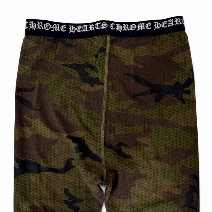 Excellent CHROME HEARTS Pants Camouflage print leggings with waist logo. Khaki L