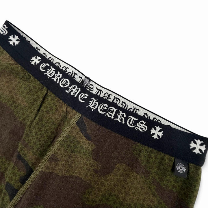 Excellent CHROME HEARTS Pants Camouflage print leggings with waist logo. Khaki L